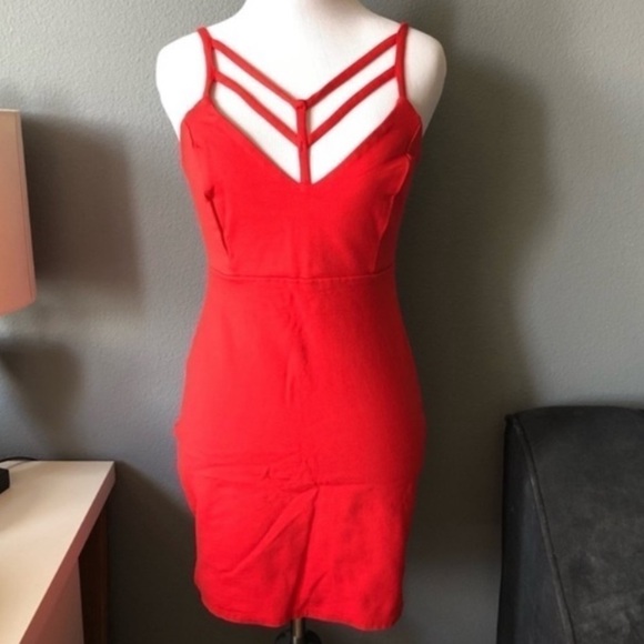 NWT Anthology Y Cage Front Red Dress - Picture 1 of 8